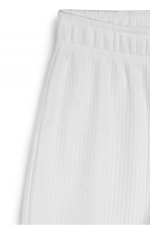 Ecru Wide Leg Elastic Waist Winter Children's Tracksuit Bottoms