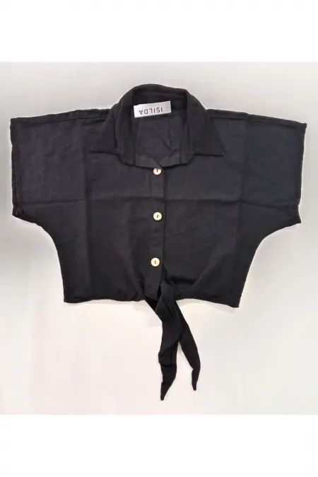 Beli bağlamalı crop gömlek