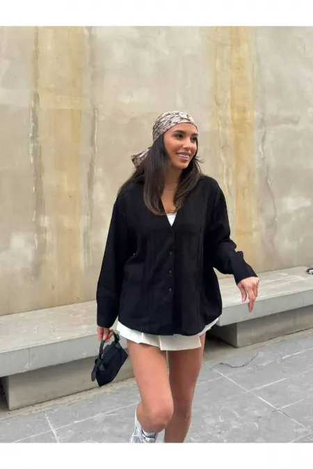 V yaka salaş gömlek