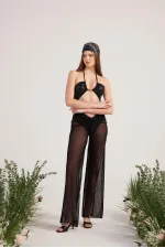 Shirred Pareo Pantolon Siyah Shirred Pareo Pantolon Siyah