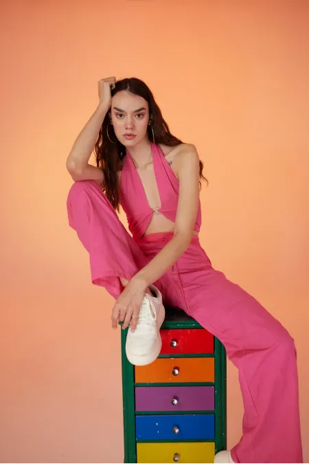 Rise Aksesuarlı Bluz Pembe