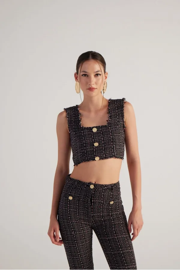 Tweed Büstiyer Siyah