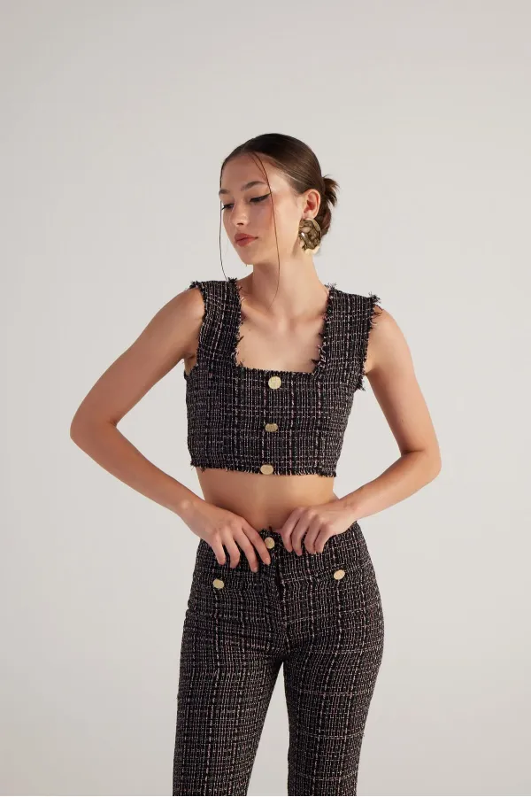 Tweed Büstiyer Siyah