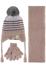 Ensembles écharpe, bonnet et gants pour filles de 2 à 5 ans Poudre - Paquet Ensembles écharpe, bonnet et gants pour filles de 2 à 5 ans Poudre - Paquet