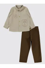 Erkek Çocuk Takım 2-5 Yaş Taş Rengi - Paket