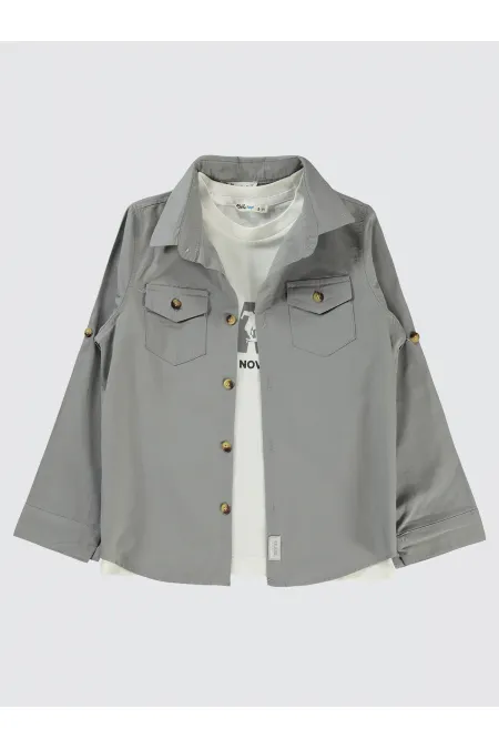 Erkek Çocuk Gömlek 6-9 Yaş Gri - Paket Erkek Çocuk Gömlek 6-9 Yaş Gri - Paket