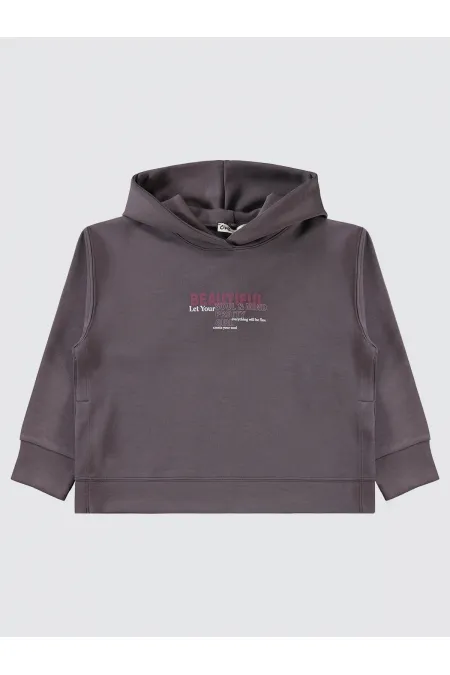 Kız Çocuk Sweatshirt 6-9 Yaş Açık Füme - Paket