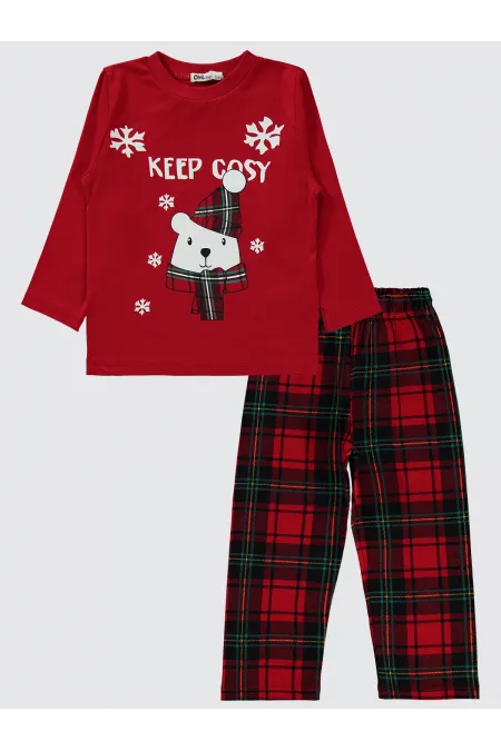 Erkek Çocuk Pijama Takımı 2-5 Yaş Kırmızı - Paket