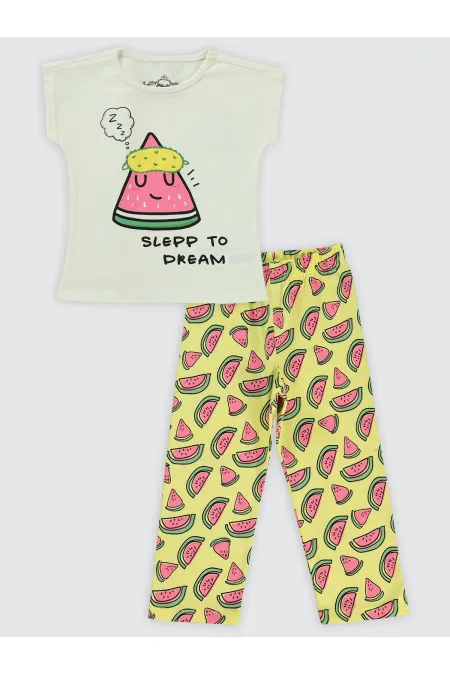 Girls Pajama Set 2-5 Years Old Light Yellow - Package Girls Pajama Set 2-5 Years Old Light Yellow - Package