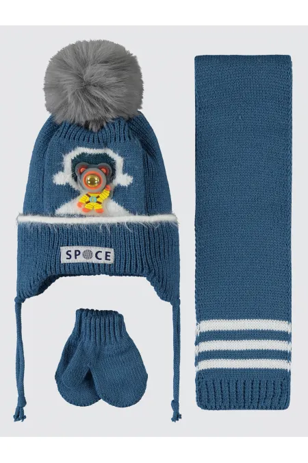 Baby Scarf, Beanie and Glove Sets 0-24 Months Blue - Package Baby Scarf, Beanie and Glove Sets 0-24 Months Blue - Package