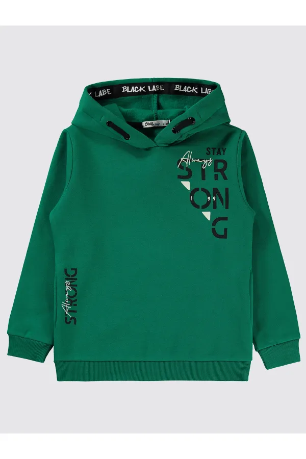 Erkek Çocuk Sweatshirt 6-9 Yaş Çam Yeşili - Paket