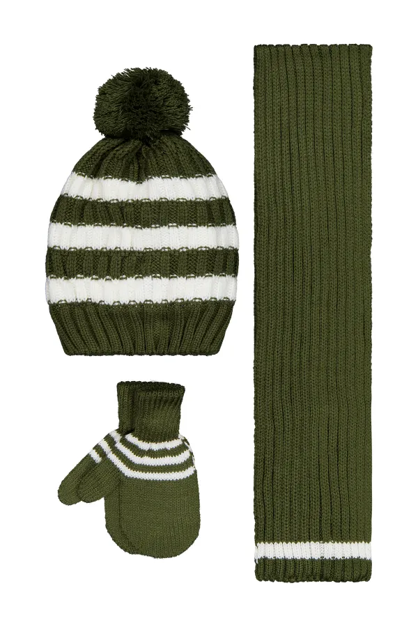 Bebek Atkı Bere Eldiven Setleri 0-24 Ay Yeşil - Paket Bebek Atkı Bere Eldiven Setleri 0-24 Ay Yeşil - Paket