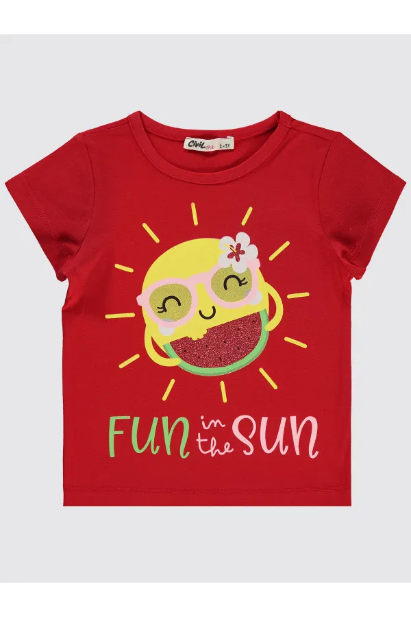 Girl's T-Shirt 2-5 Years Old Red - Package