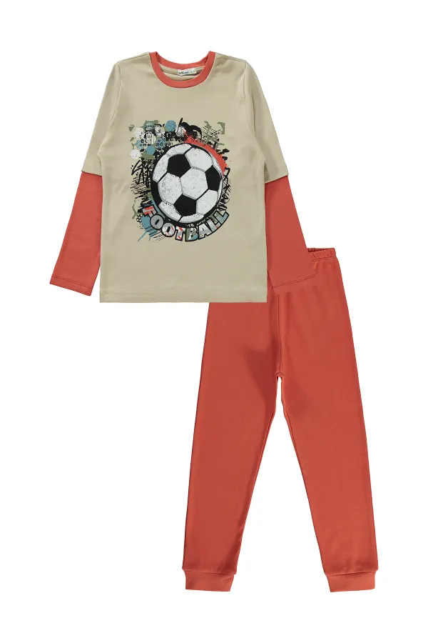 Erkek Çocuk Pijama Takımı 10-13 Yaş Kiremit - Paket
