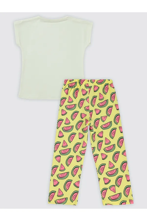 Ensemble pyjama fille 2-5 ans jaune clair - Paquet
