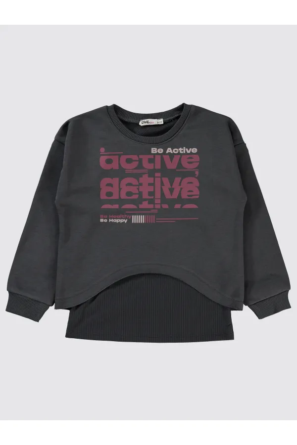 Kız Çocuk Sweatshirt 10-13 Yaş Açık Füme - Paket