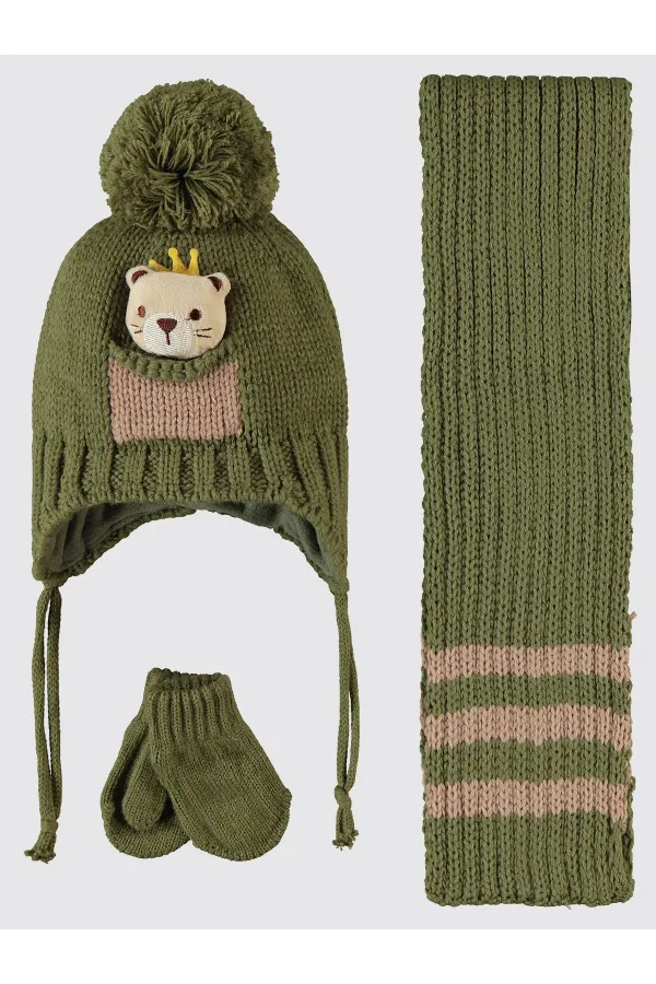 Baby Scarf, Beanie and Glove Sets 0-24 Months Green - Pack Baby Scarf, Beanie and Glove Sets 0-24 Months Green - Pack