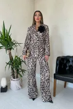 Toptan Leopar Leopar Desenli 3Lü Takım