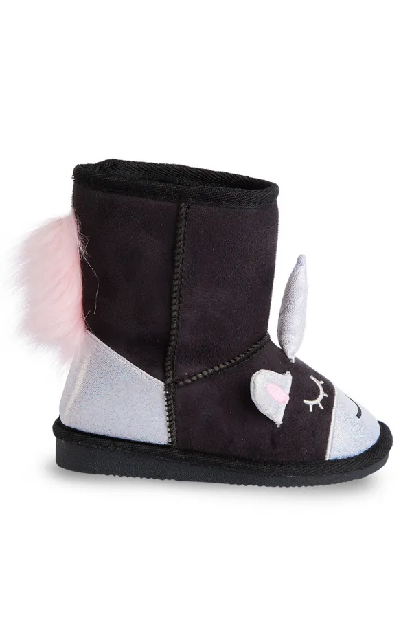 Siyah Tek Boynuzlu Kız Çocuk Botu