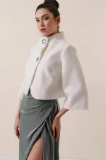 Double Buttoned, Lined Thai Fur Bolero Jacket