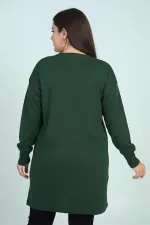 Kadın Önü Tek Cepli Taş Baskı Detaylı Büyük Beden TrikoTunik Bluz