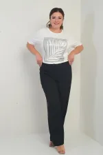 Kadın Beli Lastikli Yanları Pul Payet Şeritli B.B. Pantolon