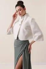 Double Buttoned, Lined Thai Fur Bolero Jacket
