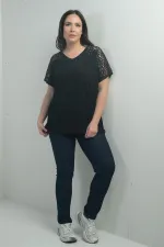 Kadın Yüksek Bel Boru Paça Likralı Büyük Beden Kot Pantolon