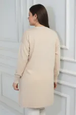 Kadın Önü Tek Cepli Taş Baskı Detaylı Büyük Beden TrikoTunik Bluz