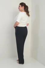 Kadın Beli Lastikli Yanları Pul Payet Şeritli B.B. Pantolon