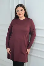 Kadın Ön Yanlar Saç Örgülü Büyük Beden Soğuk İplik Tunik Bluz