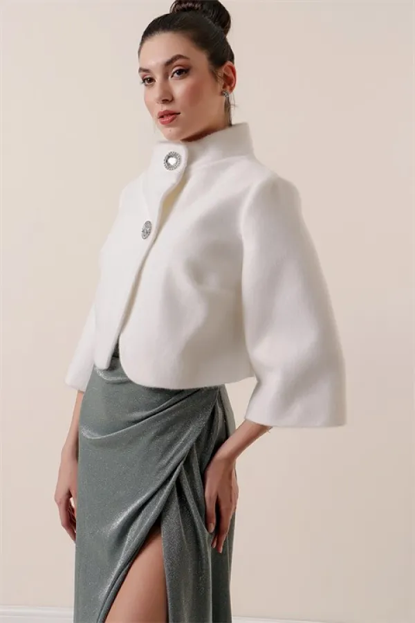 Double Buttoned, Lined Thai Fur Bolero Jacket