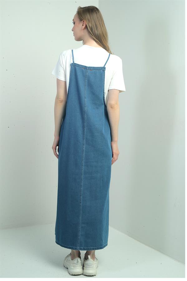 Kadın İnce Askılı Uzun Kot Jile