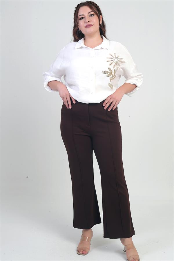 Kadın Beli Lastikli En Boy Likralı Örme Krep Çımalı Büyük Beden Palazzo Pantolon Kadın Beli Lastikli En Boy Likralı Örme Krep Çımalı Büyük Beden Palazzo Pantolon