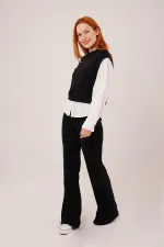 Costume deux pièces noir à manches longues et flexible, vente en gros