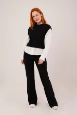 Costume deux pièces noir à manches longues et flexible, vente en gros