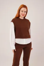 Shirt Sleeve Flex Brown Wholesale Two Piece Suit