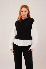 Costume deux pièces noir à manches longues et flexible, vente en gros