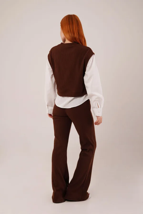 Shirt Sleeve Flex Brown Wholesale Two Piece Suit