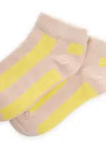 Thick Striped Children's Bootie Socks 5-12 Years Old Sand - Yellow