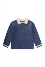 Long Sleeve Polo Neck T-Shirt 2-14 Years Indigo Blue