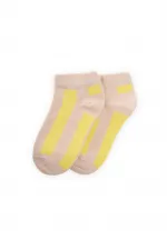 Thick Striped Children's Bootie Socks 5-12 Years Old Sand - Yellow