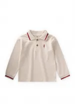 Long Sleeve Polo Neck T-Shirt 2-10 Years Ecru