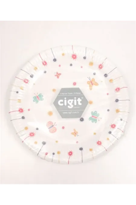 8'Lı Karton Tabak Kelebek Desen