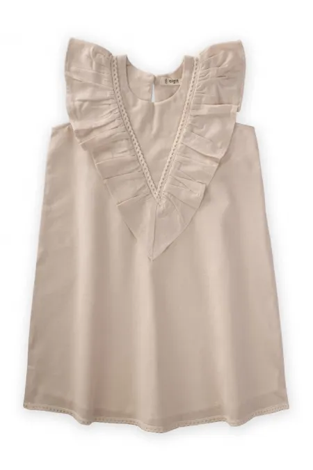 Etek Ucu Ve Arkası Dantelli Elbise 2-7 Yaş Ekru Etek Ucu Ve Arkası Dantelli Elbise 2-7 Yaş Ekru