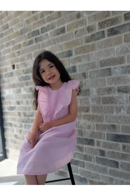 Etek Ucu Ve Arkası Dantelli Elbise 2-7 Yaş Pembe Etek Ucu Ve Arkası Dantelli Elbise 2-7 Yaş Pembe