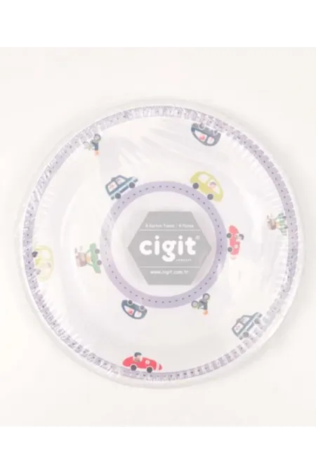 8'Lı Karton Tabak Trafik Desen