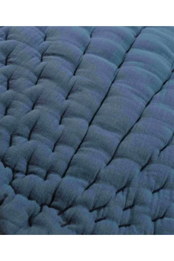 Müslin Yaprak Bebek Oyun Minderi 105X80 (Yıkanmıştır) Indıgo