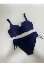 Kadın Lacivert Çiçek Desenli Elbise Model  Slipli Tankini HZL24S-LC4009