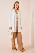 Kadın Beyaz İnce Triko Hırka HZL23S-BD158871